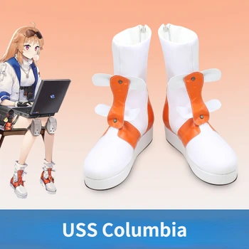 משחק אנימה Azur ליין USS קולומביה מותאם אישית יוניסקס הבמה לשחק דמוי עור 35-50 כי נעליים
