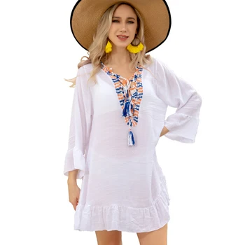 נשים בגדי אישה 2023 קימונו ארוך שרוולים שמלת חלוק בסגנון בוהו חוף חצאית קיץ הגנה מפני השמש מיזוג אוויר חצאית