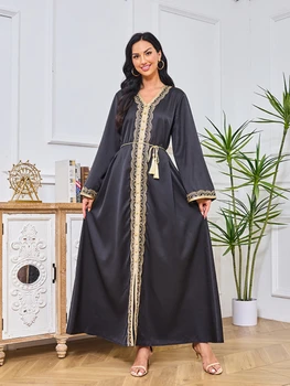 עיד Jalabiya נשים שמלת Abaya רקמה, שמלות צד מוסלמי החלוק הרמדאן שמלות כפיות גלימה Kaftan דובאי Vestidos 2024