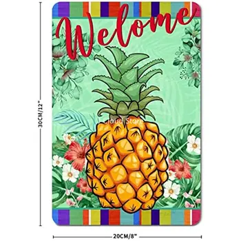 שלום קיץ ברוכים הבאים מתכת סימנים חמוד אננס פירות שמש ציור שלטי פח וינטג ' 8×12 אינץ אישית שלט מתכת החדר