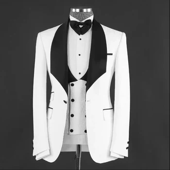 שנהב חליפות גברים לחתונה פרחוני בלייזר בהתאמה אישית 3 חתיכות הצעיף דש מעיל אפוד מכנסיים החתן טוקסידו לנשף שמלת מסיבת 2024