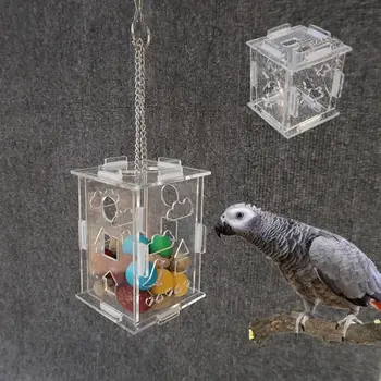 תוכים ליקוט צעצועים מזון מזין ציפור תלויה ליקוט שרשרת מתייחס האכלה מזון תיבת כלוב ציפורים אביזרים C42